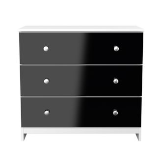 Lewis's Yarmouth 3 Drawer Chest in Black & White Matt - Ready Assembled - Lewiss Home | TJ Hughes