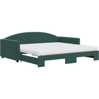 vidaXL Sof&aacute; Cama Nido Con Colch&oacute;n Terciopelo Verde Oscuro 100x200 Cm Vidaxl