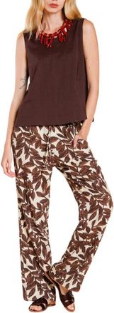 Mason's New York Cozy Straight Jogger Pants - Dames - Wijde Broeken - Bruin - L - Linnen - Broeken