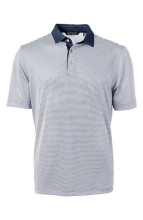 Cutter & Buck Virtue Micro Stripe Polo in Navy Blue/White at Nordstrom, Size 2Xlt