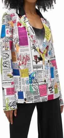 Joseph Ribkoff Serita Silky Knit Word Fitted Blazer In Multi-Print