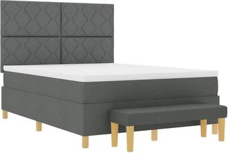 vidaXL Box Spring Bed with Mattress Dark grey 160 x 200 cm Fabric vidaXL