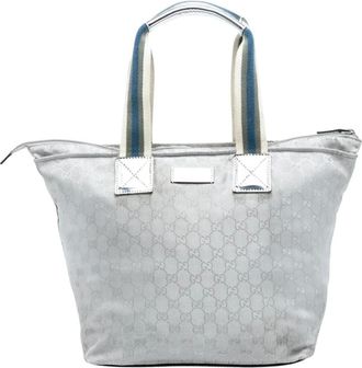 Gucci Pre-owned Tote Bags, female, Gray, Size: ONE SIZE Pre-owned Vintage GG Canvas Tote Bag