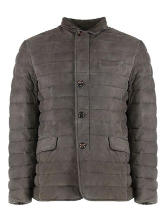Moorer Zavyer quilted suede jacket - men - Sheepskin - 48 - Grey