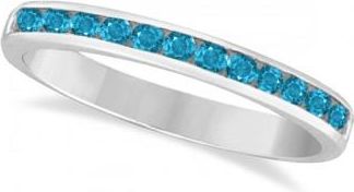 Allurez Blue Topaz Channel-Set Semi-Eternity Ring Band 14k White Gold (0.40ct)