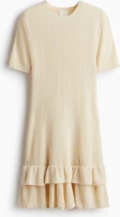 H&M Rib-knit Dress in Light Beige at Nordstrom, Size Xx-Small