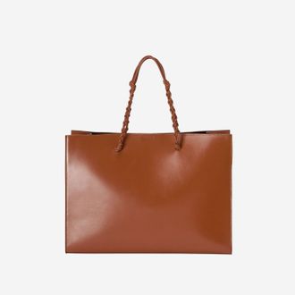 Jil Sander Womens Leather Tote Bag Brown Shoulder