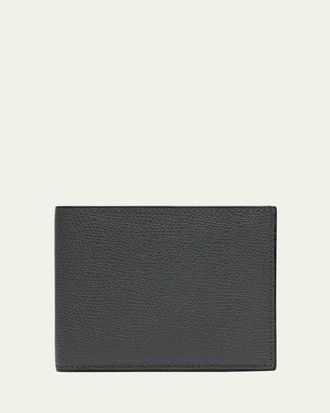 Valextra Mens Leather V-Cut Bifold Wallet