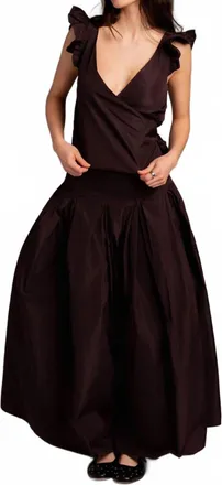 Susanne Bommer Ruffle Taffeta Tank Top In Aubergine