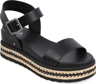 Mia Kiera Ankle Strap Platform Wedge Sandal in Black/Natural at Nordstrom, Size 6.5