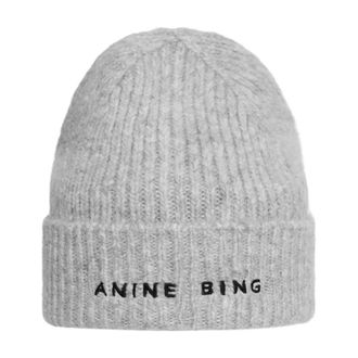 Anine Bing Zachte Gebreide Beanie - Dames - Hoeden - Grijs - ONE Size - Wol - Accessoires