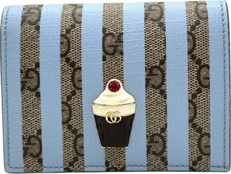 Gucci Pre-owned Wallets, female, Blue, Size: ONE SIZE Pre-owned Striped Continental Wallet