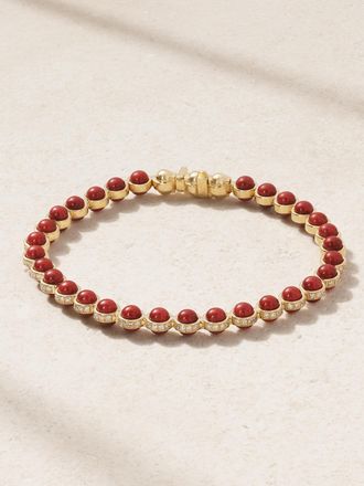 L'atelier Nawbar Bracciale Tennis In Oro 18 Carati Con Smalto E Diamanti The Atom - Bordeaux