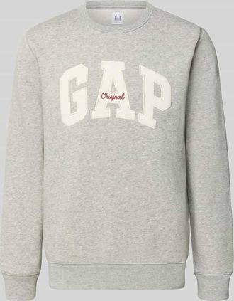 GAP Sweatshirt mit Logo und Rundhalsausschnitt in Hellgrau Melange, Gr&ouml;&szlig;e XXL