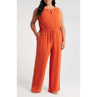 Tahari by ASL Smock Waist Wide Leg Jumpsuit in Lava at Nordstrom Rack, Size 22W