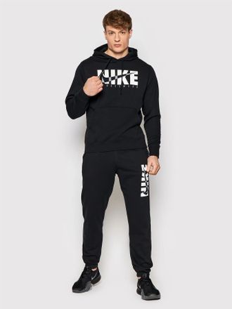 Nike Mens Fleece Hooded Pullover Tracksuit in Black Cotton - Size Medium