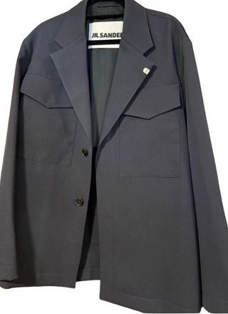 Jil Sander Navy Blue Gabardine Wool Jacket Size L