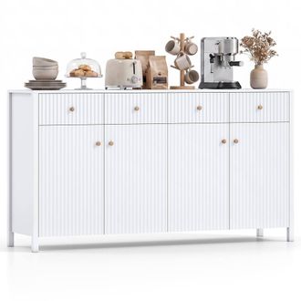 Costway Costway 160cm Sideboard Buffet Cabinet 4-Door Storage Organizer w/4 Drawers in White