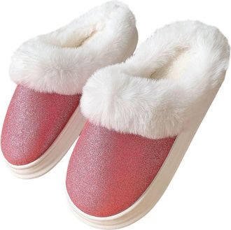 Generic Shoe Women to Keep Feet from Sliding [Warm Upgrade] Womens Warm Slippers Soft and Comfortable Warm Your Feet in Winter (Red, 5)