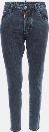Dsquared2 Blue Washed Denim Buttoned Skinny Dan Jeans