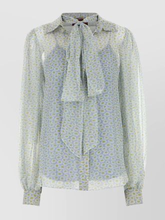 Gucci silk printed pussy-bow chiffon blouse