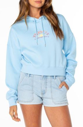 Roxy Breakwater Fleece Graphic Hoodie in Airy Blue at Nordstrom, Size Xx-Large