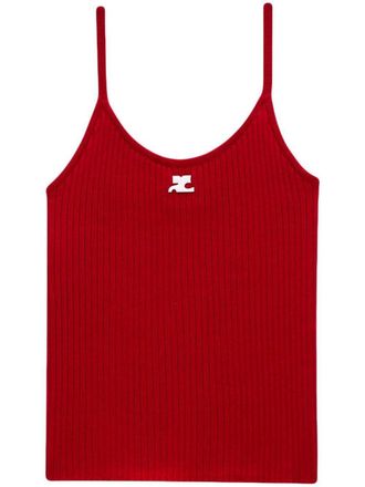 Courr&egrave;ges Fitted Ribbed Tank Top With Spaghetti Straps