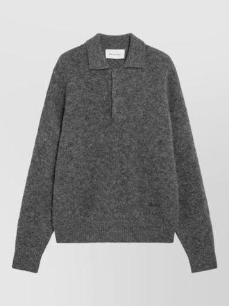 Ami alpaca wool knit long-sleeve polo shirt