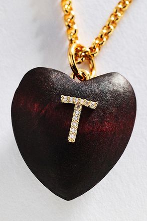 Timeless Pearly Wood Initial Pendant Necklace