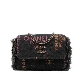 Chanel Pre-owned Denim Crossbody - Dames - Pre-owned - Zwart - Maat: ONE Size Denim