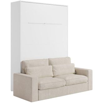 Vente-Unique Letto estraibile 160 x 200 cm Apertura verticale manuale Con LED Bianco + Divano - RAPILI