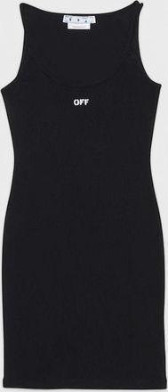 Off-white Womens Off Stamp Basic Rib Dress Black White - Size: 10/8