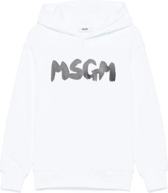 Msgm Kids Sweatshirts, male, White, 8 Y, Bianco Hoodie