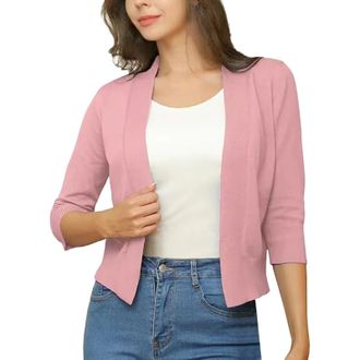 Generic Thin Cardigan Womens Summer Short Bolero Womens Elegant Dress Pink Festive Boleros Short Transition Jacket Elegant Cardigan Knitted Jacket Cotton Knit