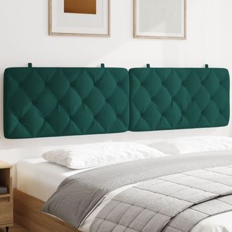 vidaXL Cabecero De Cama Acolchado Terciopelo Verde Oscuro 200 Cm Vidaxl