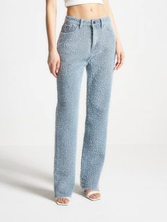 Mani&egrave;re De Voir Sara Boucle Straight Leg Jeans in Light Blue at Nordstrom, Size 10