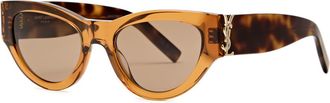 Saint Laurent Cat-eye Womens Designer Sunglasses - Havana Brown - One Size
