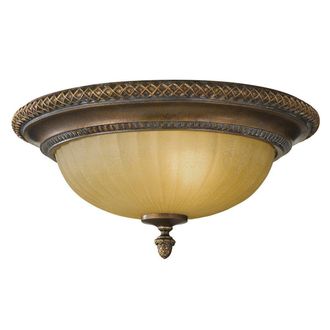 Netlighting Kelham Hall 2 Light Flush Ceiling Light Gold Bronze E27 in Brown