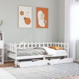 Berkfield Home Daybed with Drawers without Mattress White 80x200 cm Solid Wood