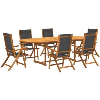 vidaXL vidaXL 7 Piece Garden Dining Set Solid Wood Acacia and Textilene