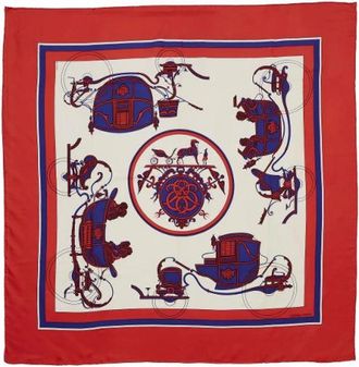 Herm&egrave;s Pre-owned Scarves, female, Red, Size: ONE SIZE Pre-owned Carre 90 Ex Libris Silk Scarf