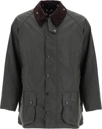 Barbour Jassen, Heren, Groen, 3Xs, Katoen, Iconische Waxjas met Corduroy Kraag
