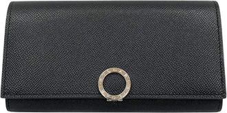 Bulgari Black Leather Long Wallet (Bi-Fold) (Pre-Owned)