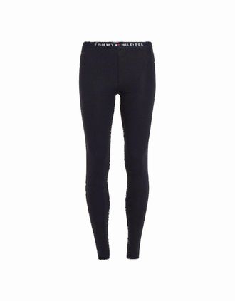 Tommy Hilfiger Womens Logo Waistband Organic Cotton Leggings, Navy - Black - Size: 16