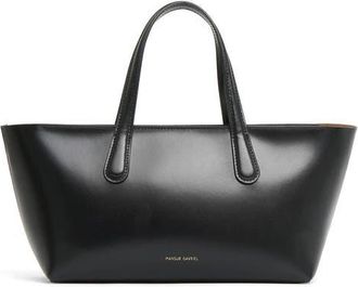 Mansur Gavriel Mini Everyday Leather Tote in Black/Caramel at Nordstrom