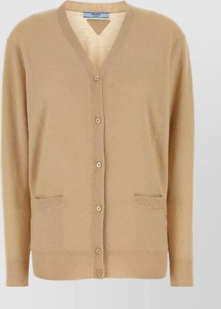 Prada v-neck cashmere cardigan front pockets