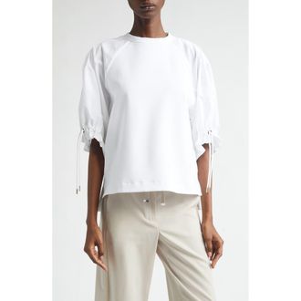 Max Mara West Poplin & Jersey Top in Optical White at Nordstrom, Size X-Large