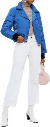 Diane Von F&uuml;rstenberg DVF Blue Down Puffer Biker Jacket Size M