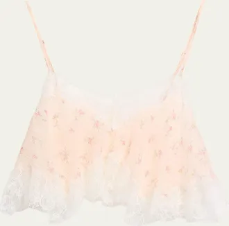 LoveShackFancy Elysia Silk Crop Top