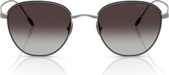 Armani 51mm Round Sunglasses in Matte Gunmetal /Grey Gradient at Nordstrom